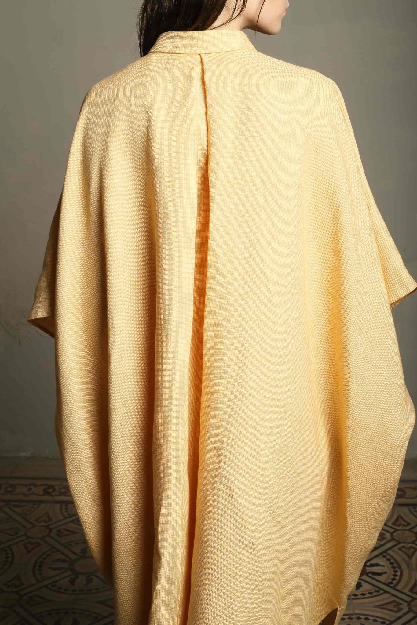 Yellow Linen Shirt Dress