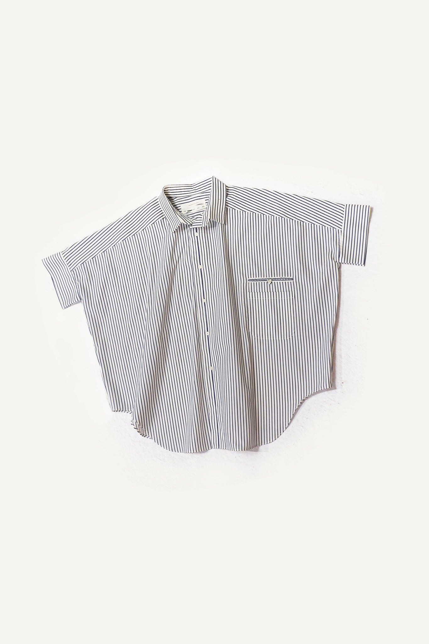 Navy & White Striped Poplin Shirt - LARAKHOURY