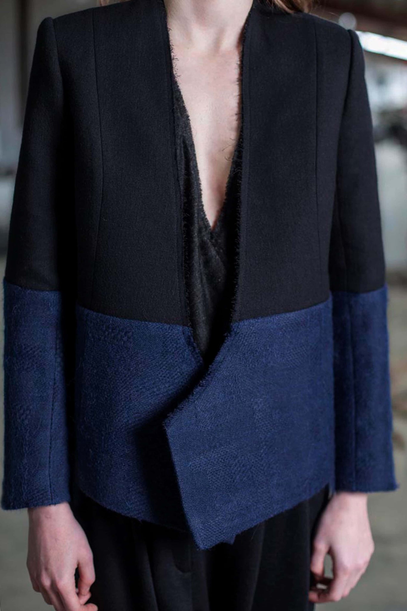 Blue & Black Gabardine Jacket