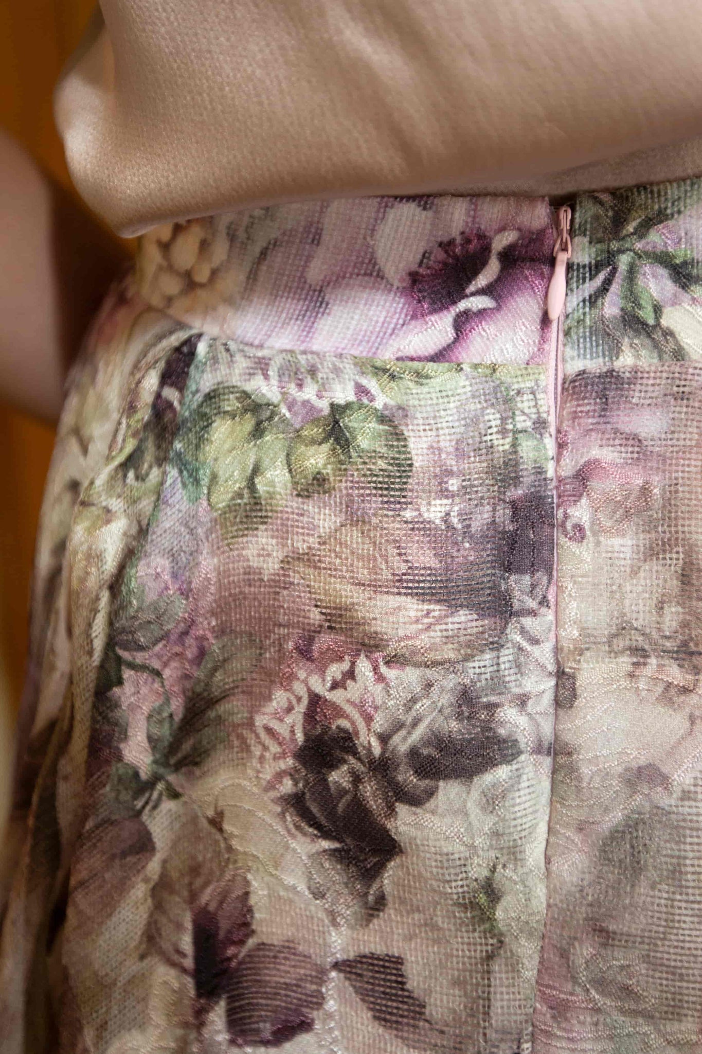 Brocade Purple Floral Skirt