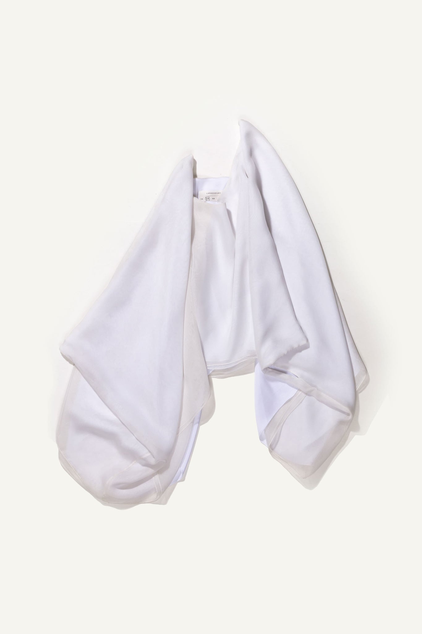 LARAKHOURY Long Sleeve White Drape Top