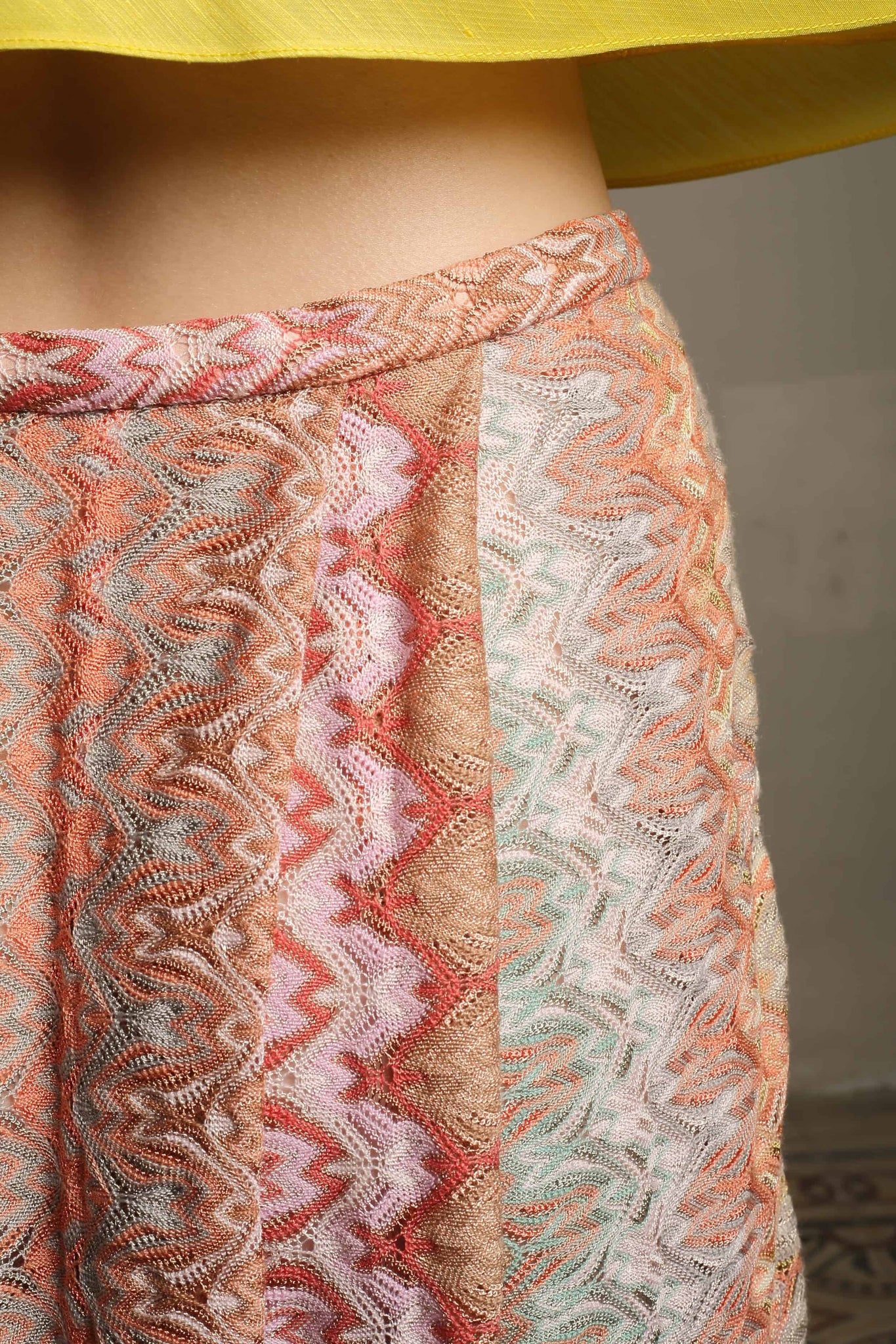 Patterned Knit Slit Skirt