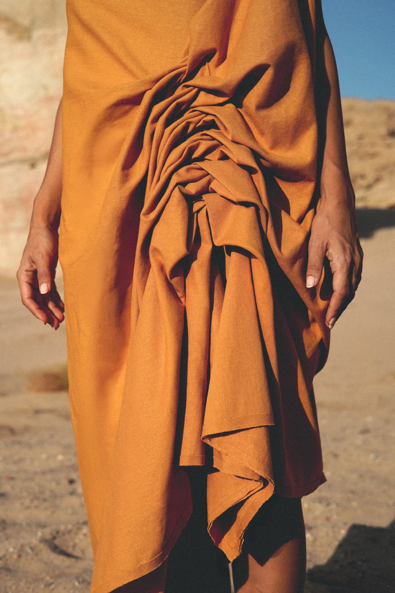 ochre linen dress OSTUNI Dress Ochre Linen  Minha loja