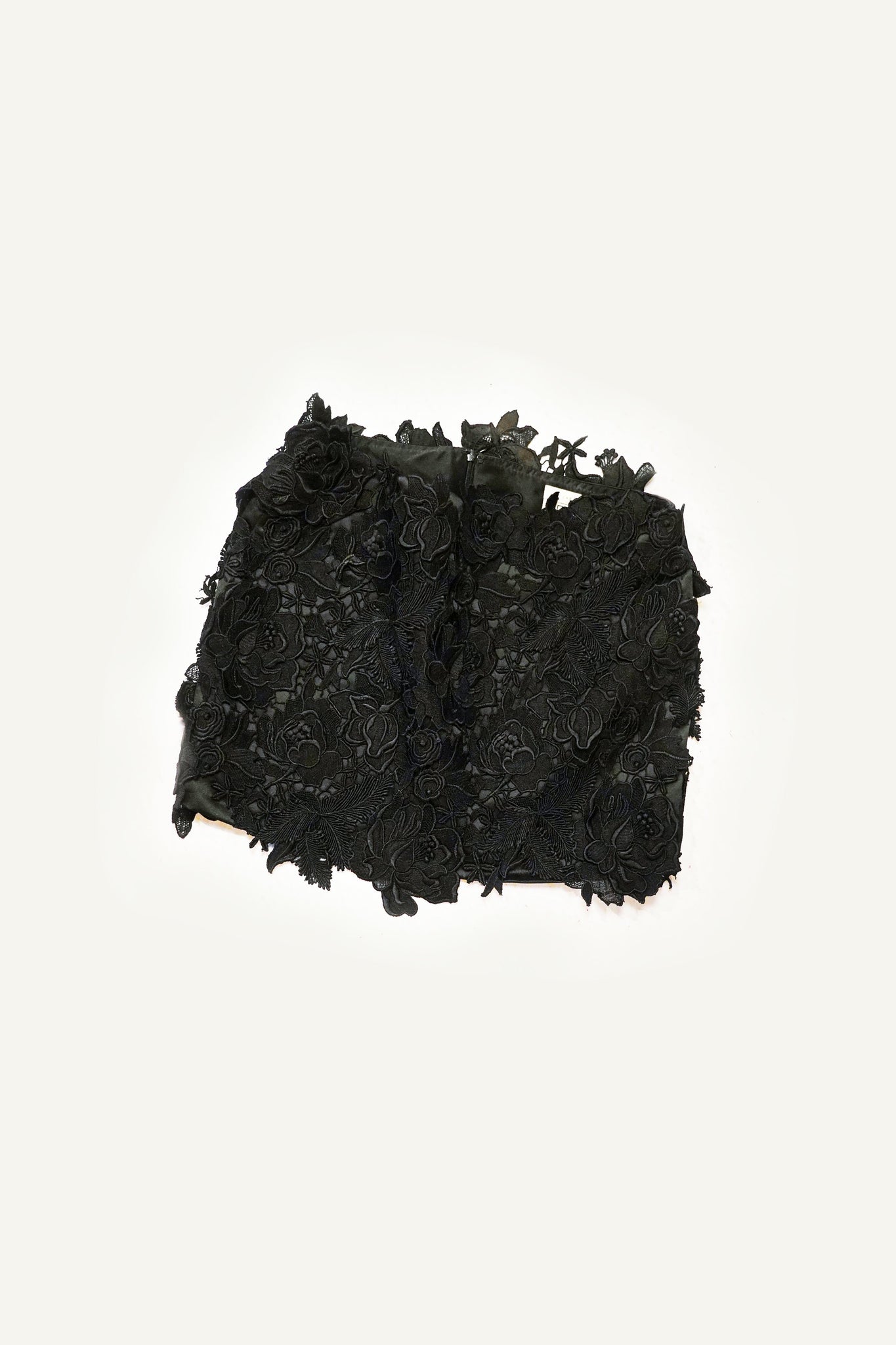Black Guipure Lace Miniskirt - LARAKHOURY