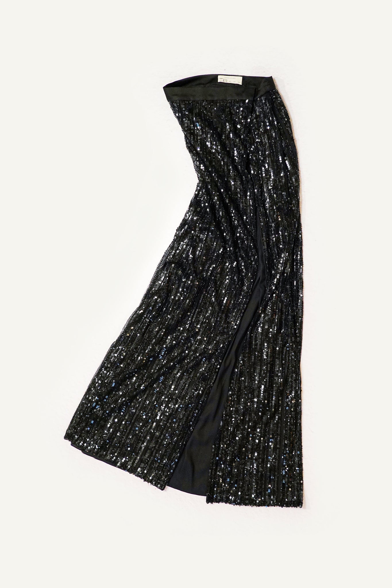 Black Sequin Slit Skirt - LARAKHOURY