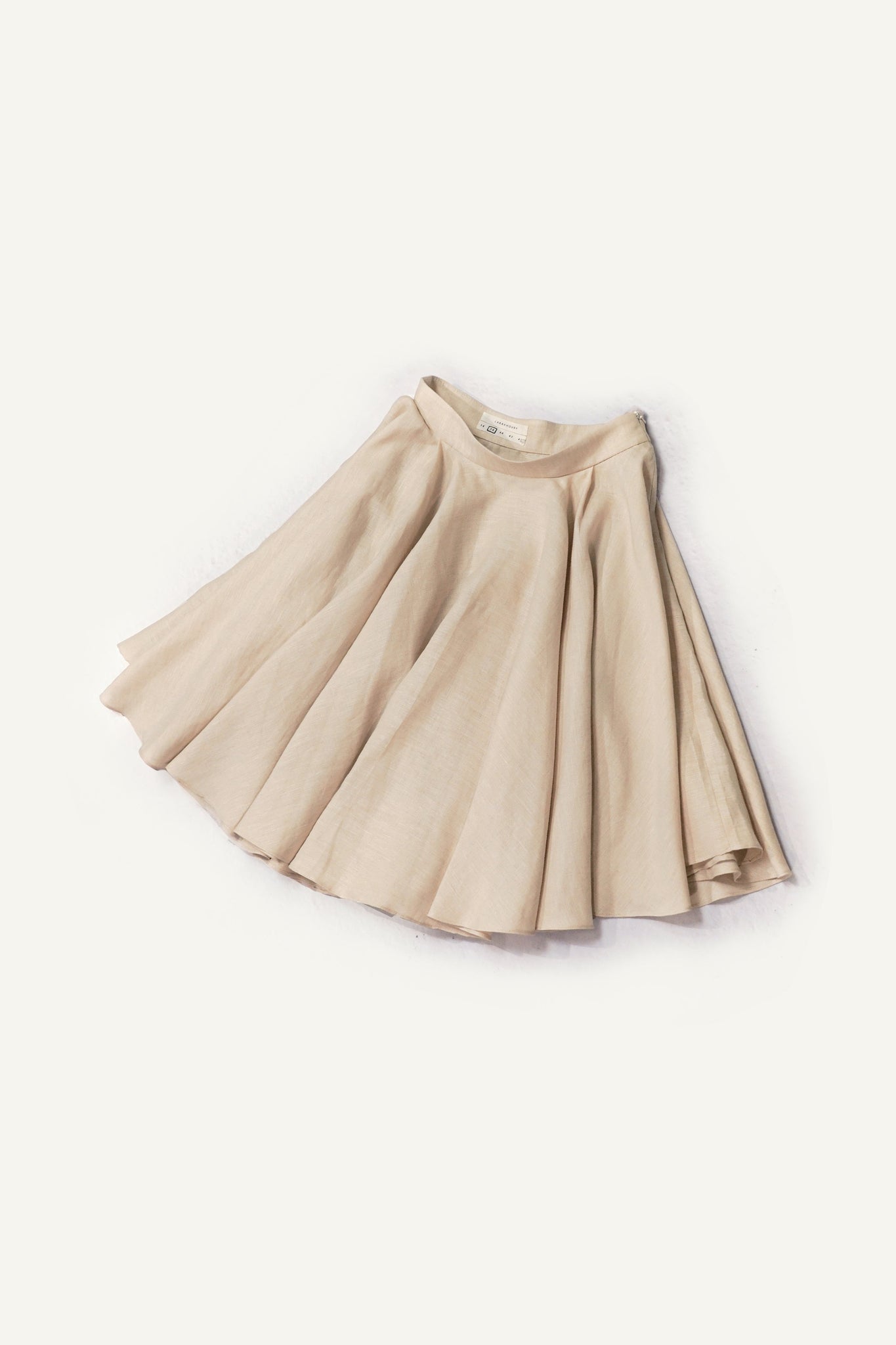 Knee-Length Beige Cotton Flare Skirt - LARAKHOURY