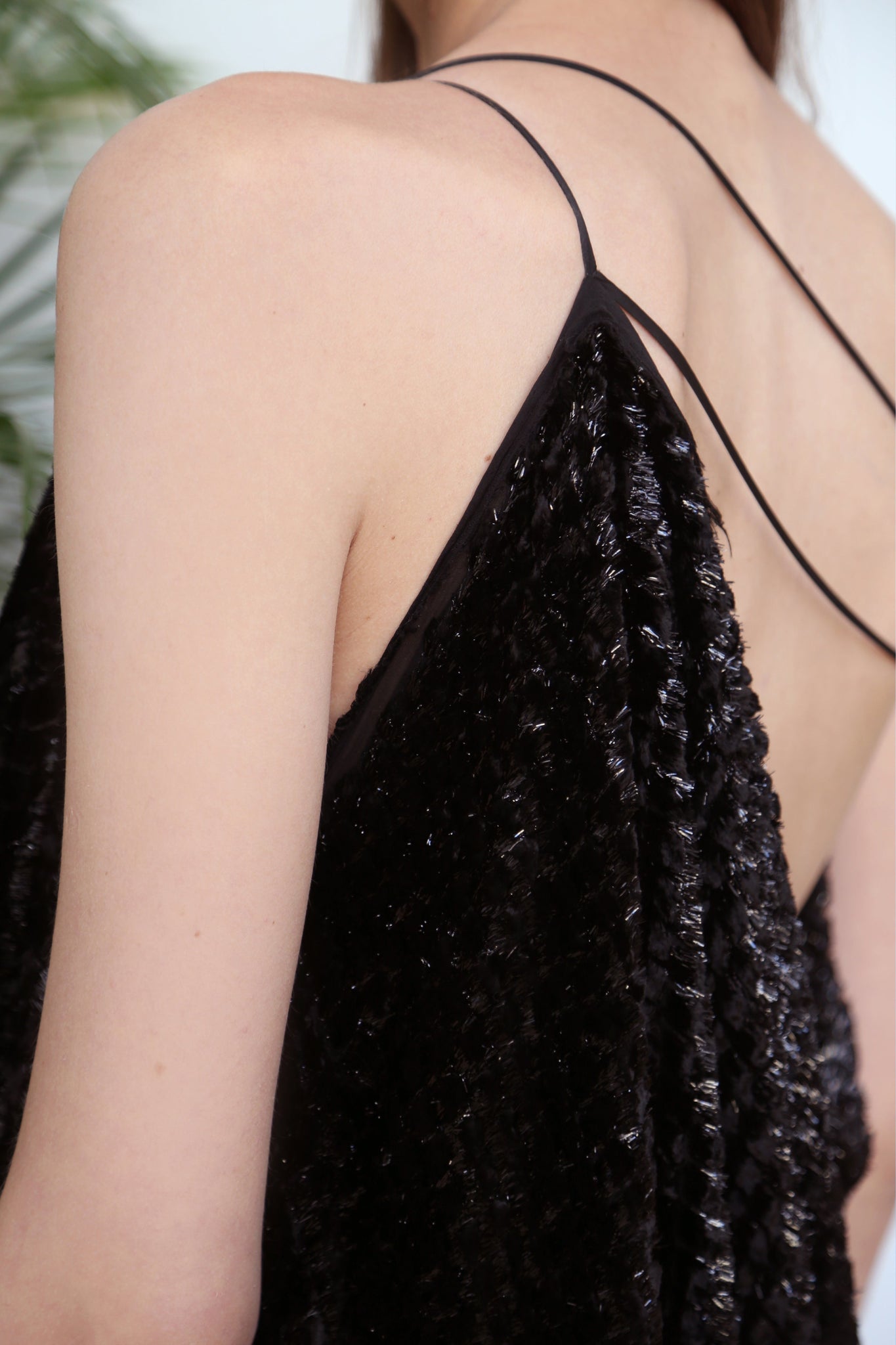 Patterned Black Velvet Dress - LARAKHOURY