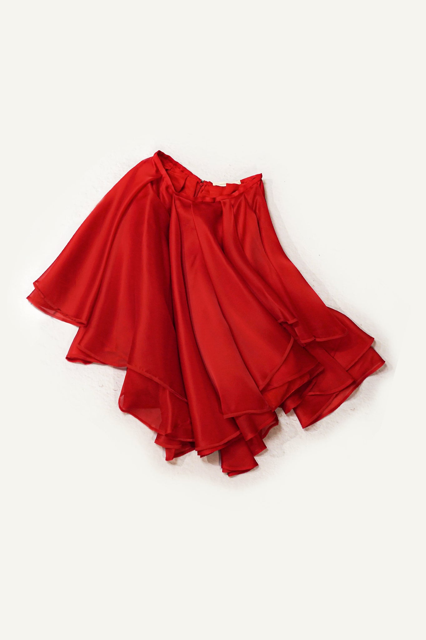 Red Silk Organza Drape Skirt - LARAKHOURY